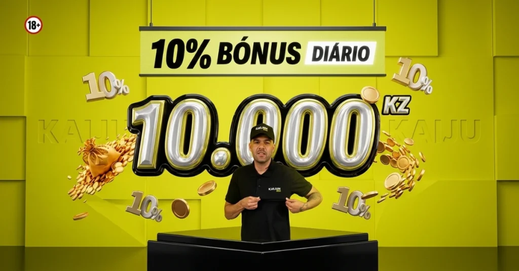 Arte principal do artigo bónus diário kwanzabet, com detalhes claros de moedas e 10.000kz