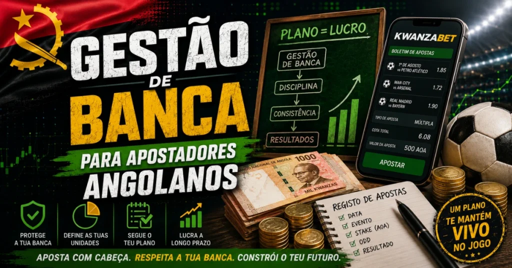 Gestão de banca para apostadores angolanos com KwanzaBet, futebol, kwanzas e estratégias de apostas responsáveis.